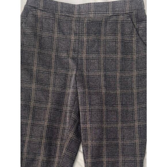 Nine West Womens Crop Pants Plaid Stretch Flat Front Elastic Waist Gray MS - Picture 2 of 9